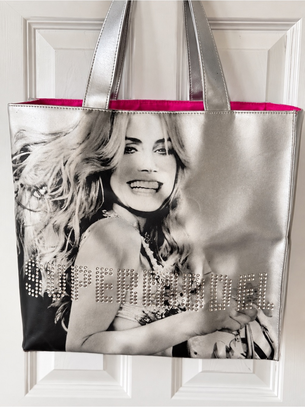 Vintage pink & silver Victoria’s Secret tote bag
